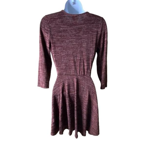 Mossimo Faux Wrap Mini Dress Womens Small 3/4 Sleeves Deep V-Neck Stretch Flowy - Picture 4 of 7